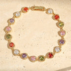 Vintage Gold Love Heart Rainbow Bracelet